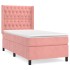 Cama box spring con colchón terciopelo rosa 90x190