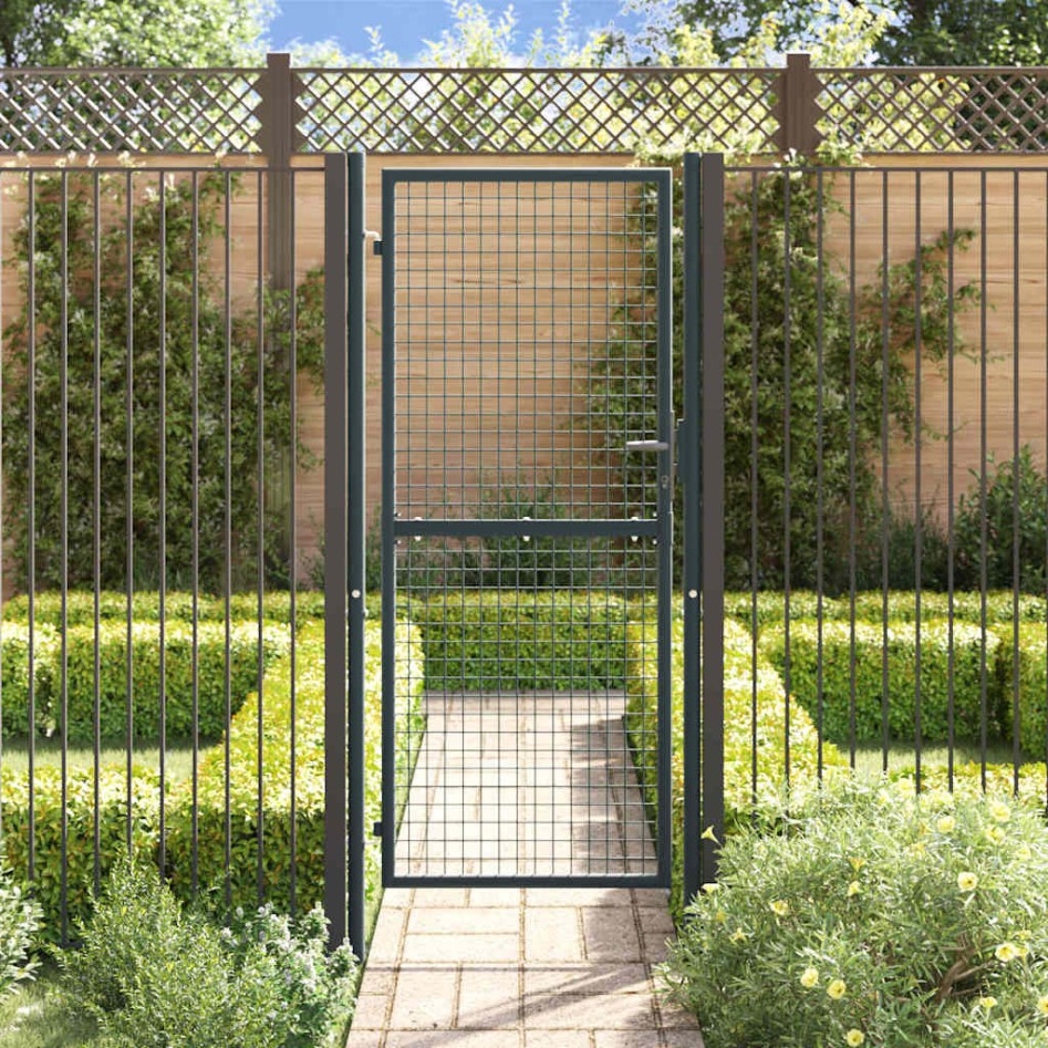 Puerta de malla de jardín de acero galvanizado gris 100x250