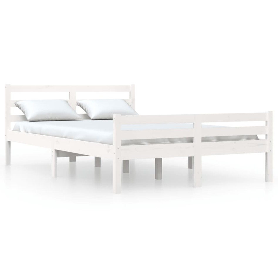 Estructura de cama madera maciza blanco 120x200