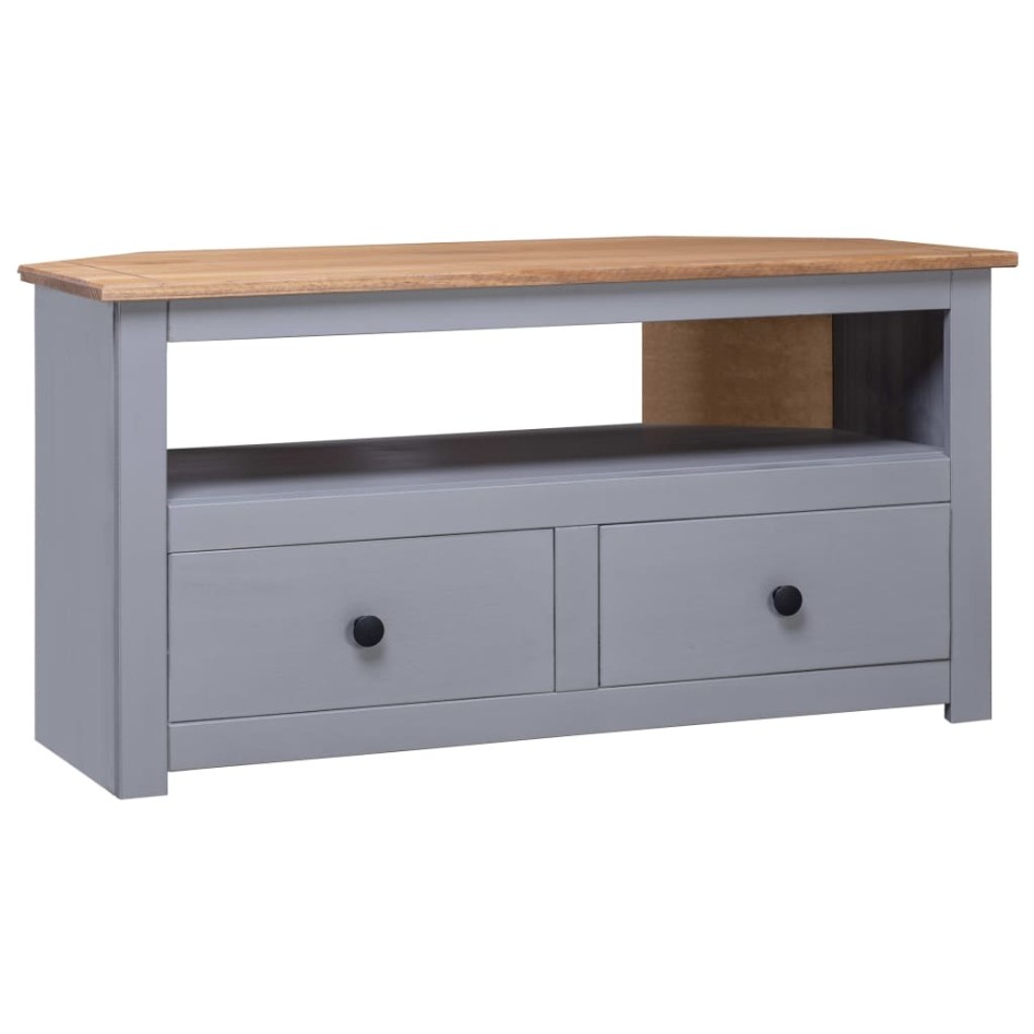 Mueble esquinero TV madera pino estilo Panamá gris 93x49x49