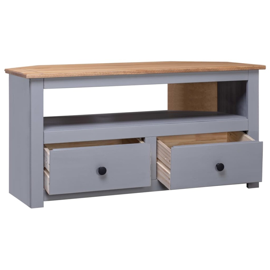 Mueble esquinero TV madera pino estilo Panamá gris 93x49x49