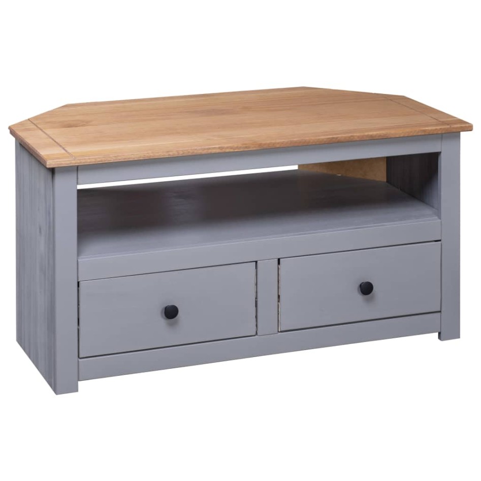 Mueble esquinero TV madera pino estilo Panamá gris 93x49x49