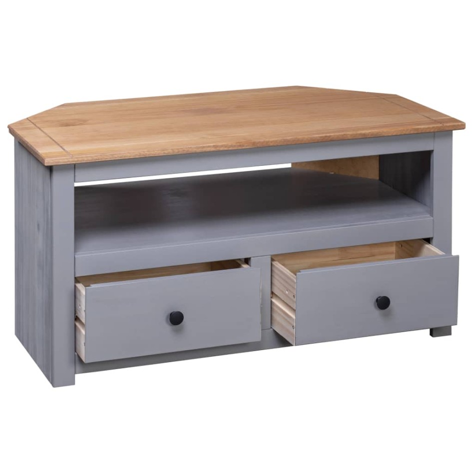 Mueble esquinero TV madera pino estilo Panamá gris 93x49x49