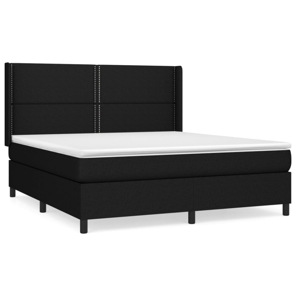 Cama box spring con colchón tela negro 180x200