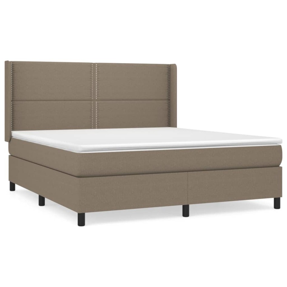 Cama box spring con colchón tela gris taupe 160x200