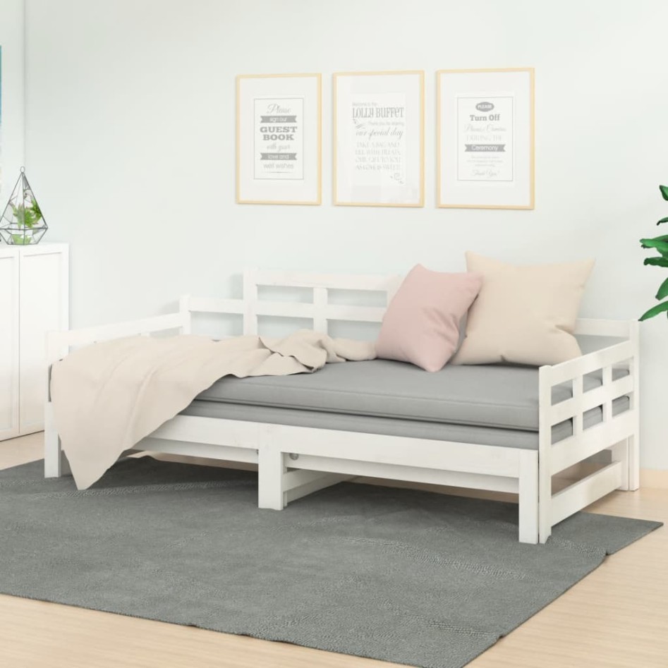 Sofá cama extraíble sin colchón blanco 2x(90x200)