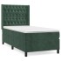 Cama box spring con colchón terciopelo verde oscuro 90x190