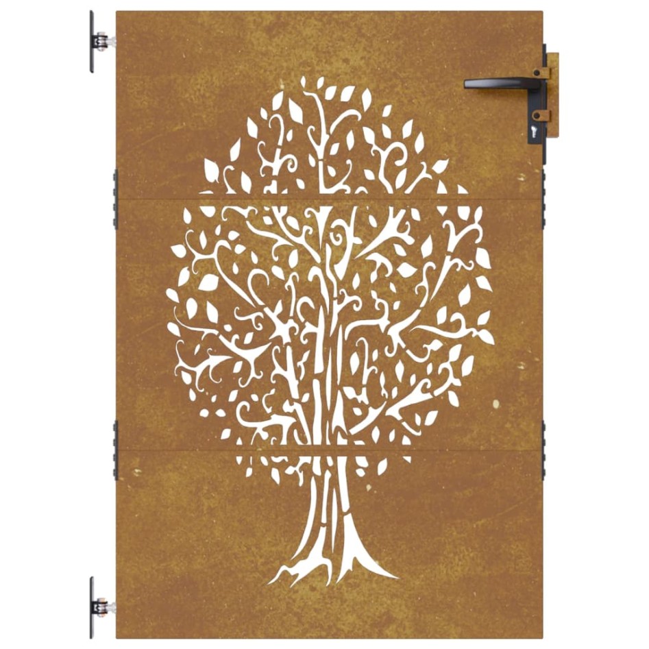 Puerta de jardín acero corten diseño árbol 85x150