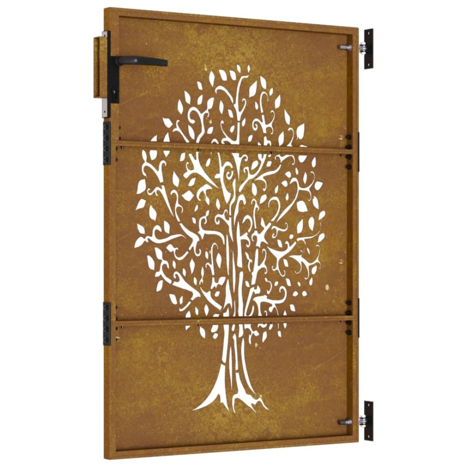 Puerta de jardín acero corten diseño árbol 85x150