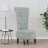 Sillón de respaldo alto con botones terciopelo gris