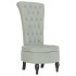 Sillón de respaldo alto con botones terciopelo gris