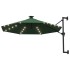 Sombrilla de jardín de pared con luces LED verde 300