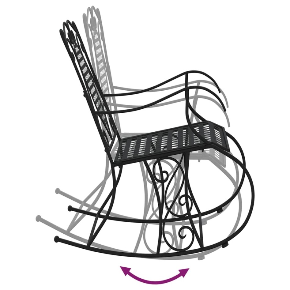 Banco mecedor de acero negro 84