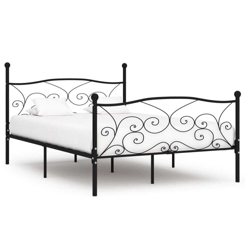 Estructura de cama con somier metal negro 160x200