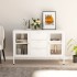 Aparador de acero y vidrio templado blanco 105x35x70