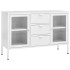 Aparador de acero y vidrio templado blanco 105x35x70