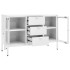 Aparador de acero y vidrio templado blanco 105x35x70