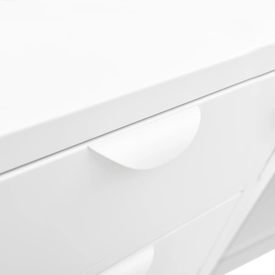 Aparador de acero y vidrio templado blanco 105x35x70