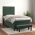Cama box spring con colchón terciopelo verde oscuro 90x200