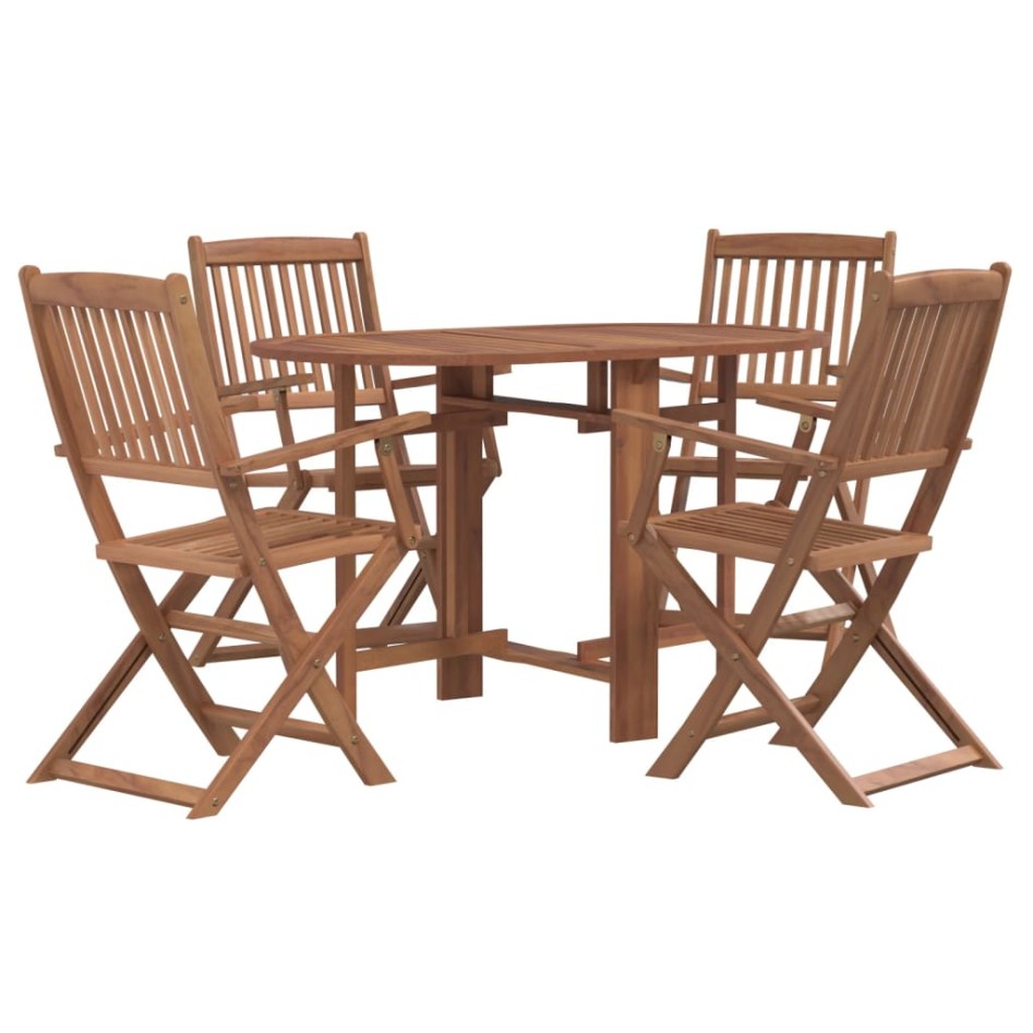 Set comedor de jardín plegable 5 piezas madera maciza de