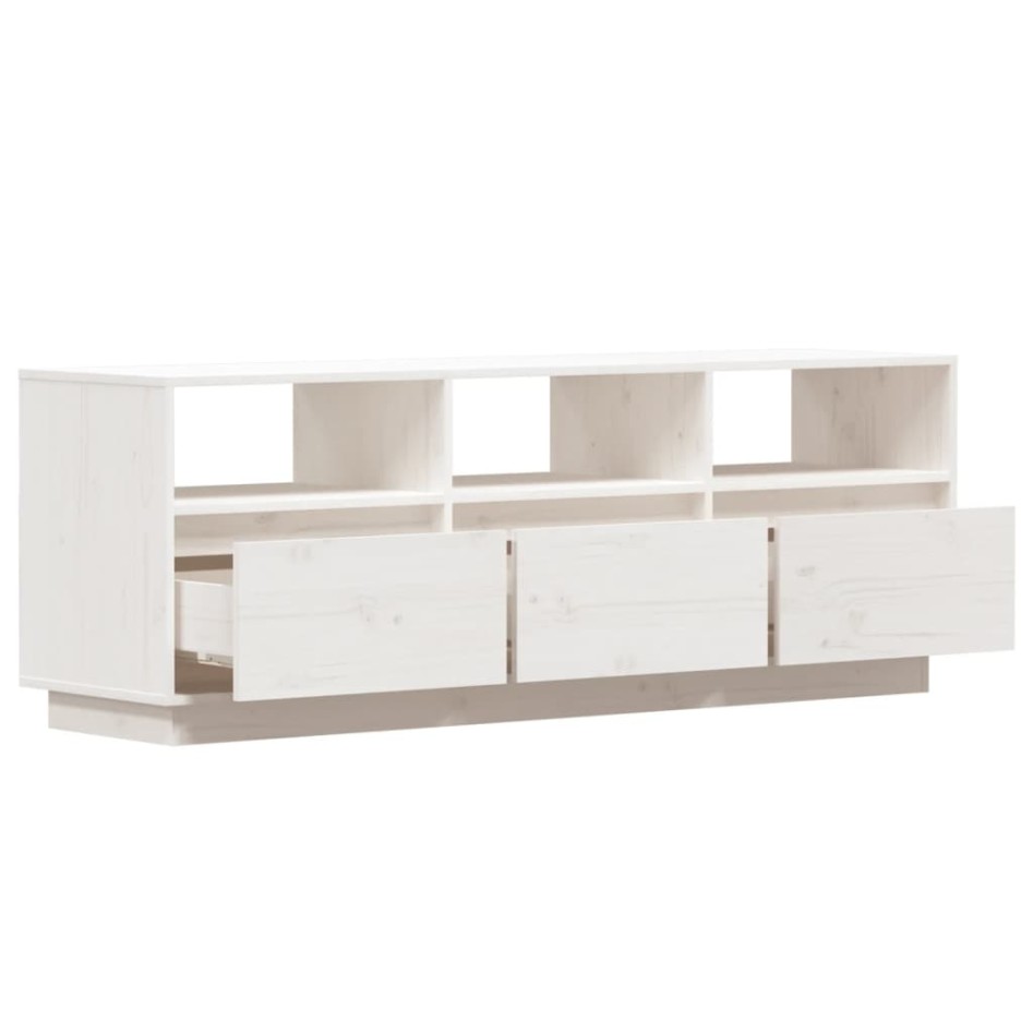 Mueble de TV de madera maciza de pino blanco 140x37x50