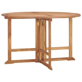 Mesa de comedor de jardín plegable teca maciza Ø110x75