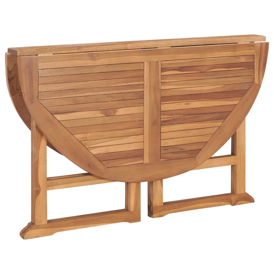 Mesa de comedor de jardín plegable teca maciza Ø110x75