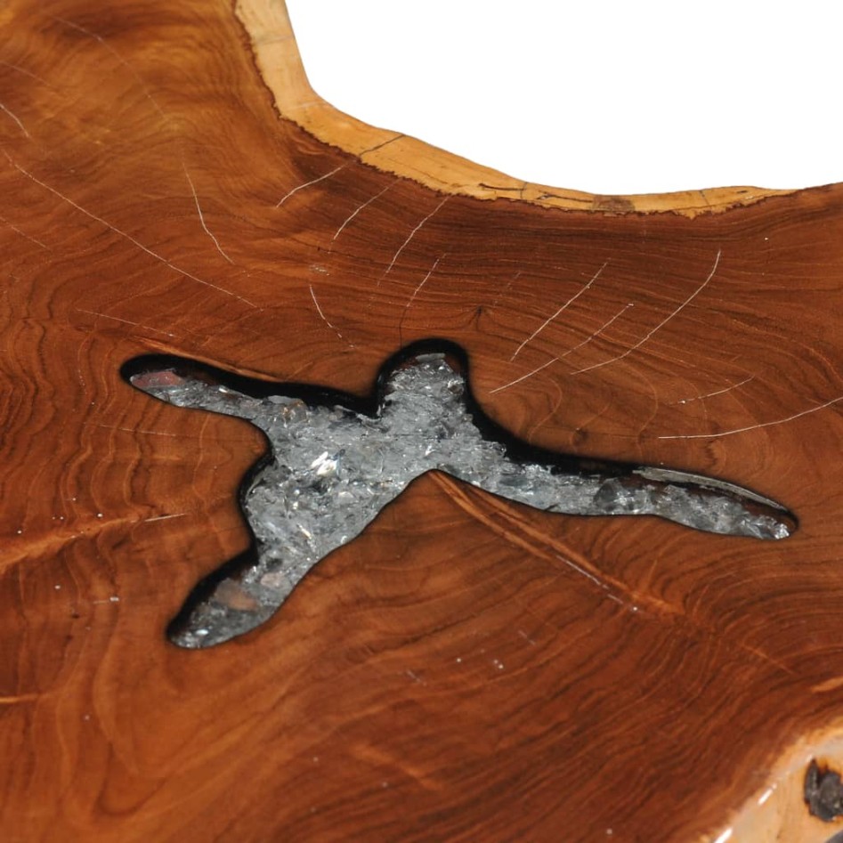 Mesa de centro de madera maciza de teca y polirresina 70x45