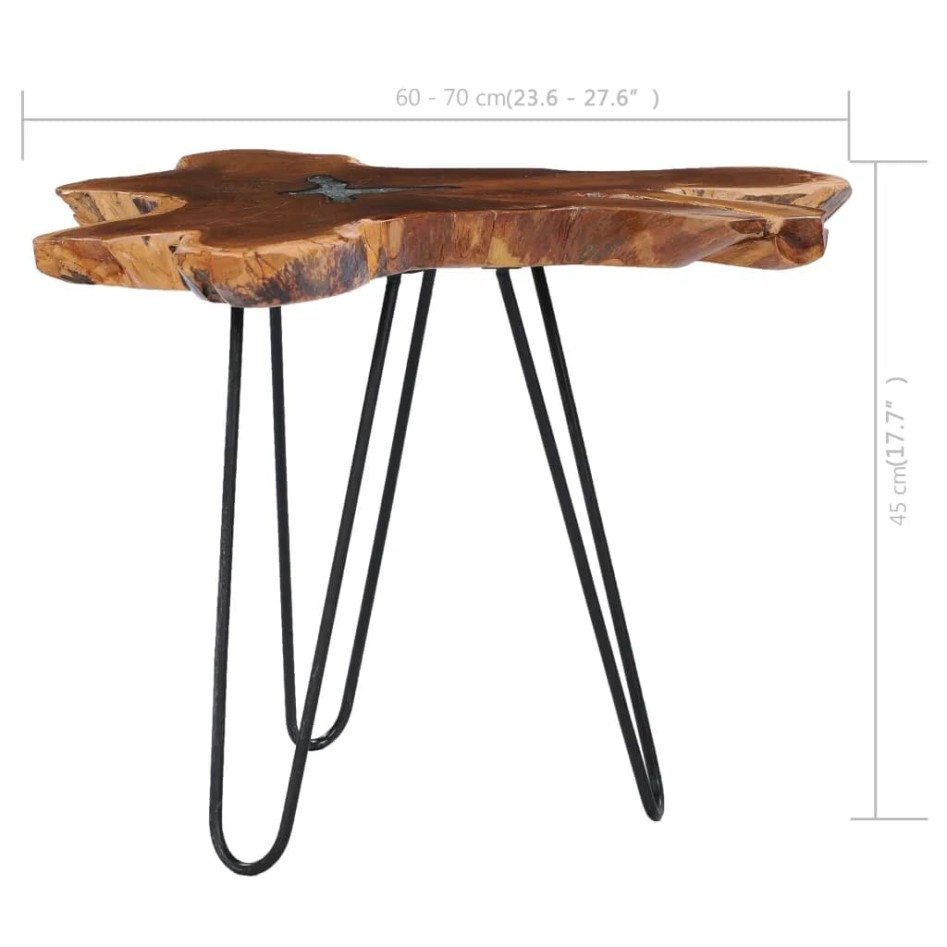 Mesa de centro de madera maciza de teca y polirresina 70x45