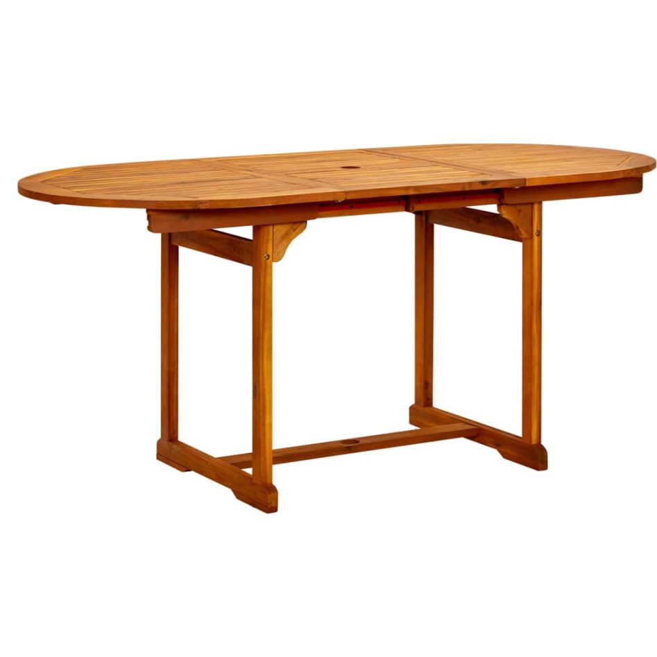 Mesa de comedor jardín madera maciza acacia (120-170)x80x75
