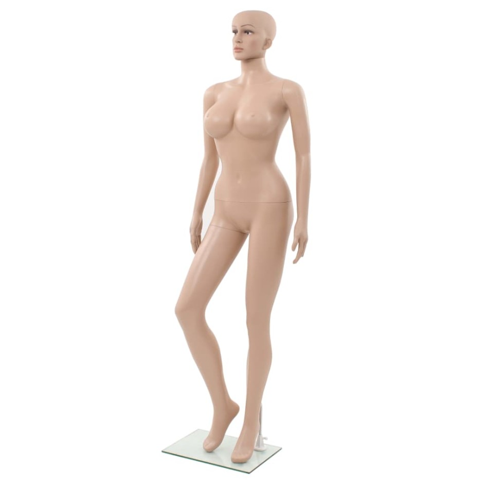 Maniquí femenino con base de vidrio beige 180