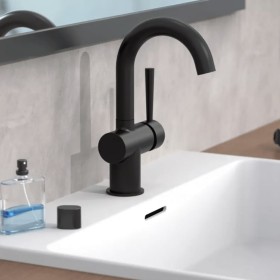 SCHÜTTE Grifo monomando lavabo CORNWALL con maneta lateral negro