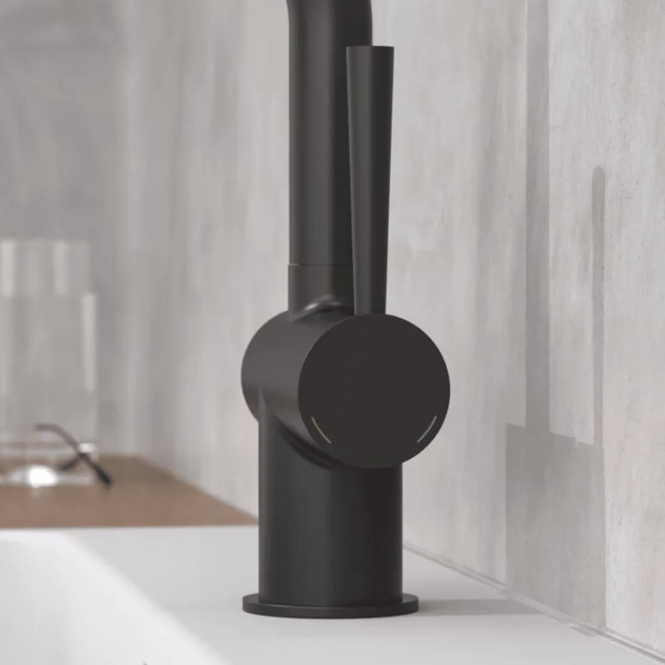 SCHÜTTE Grifo monomando lavabo CORNWALL con maneta lateral negro