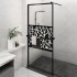 Mampara ducha con estante vidrio ESG y aluminio negro