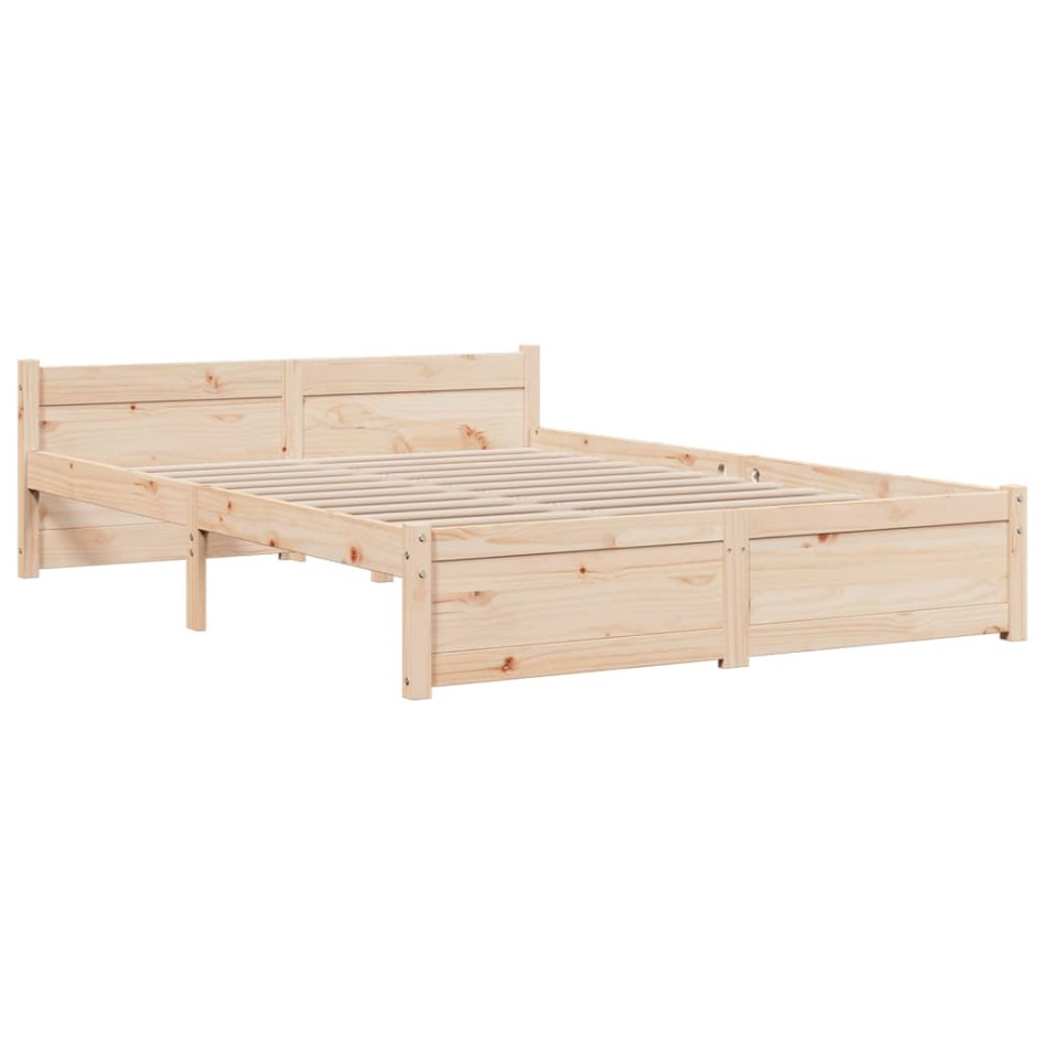 Estructura de cama sin colchón madera maciza 140x200