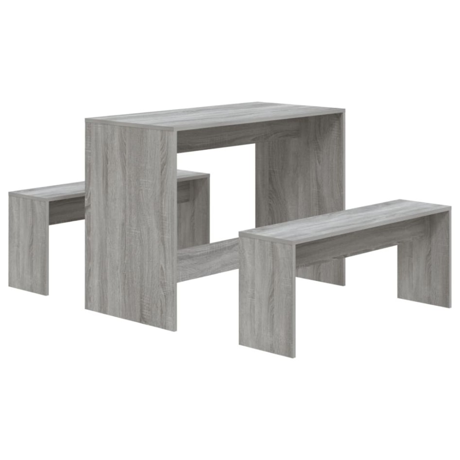 Set de comedor 3 pzas madera de ingeniería gris
