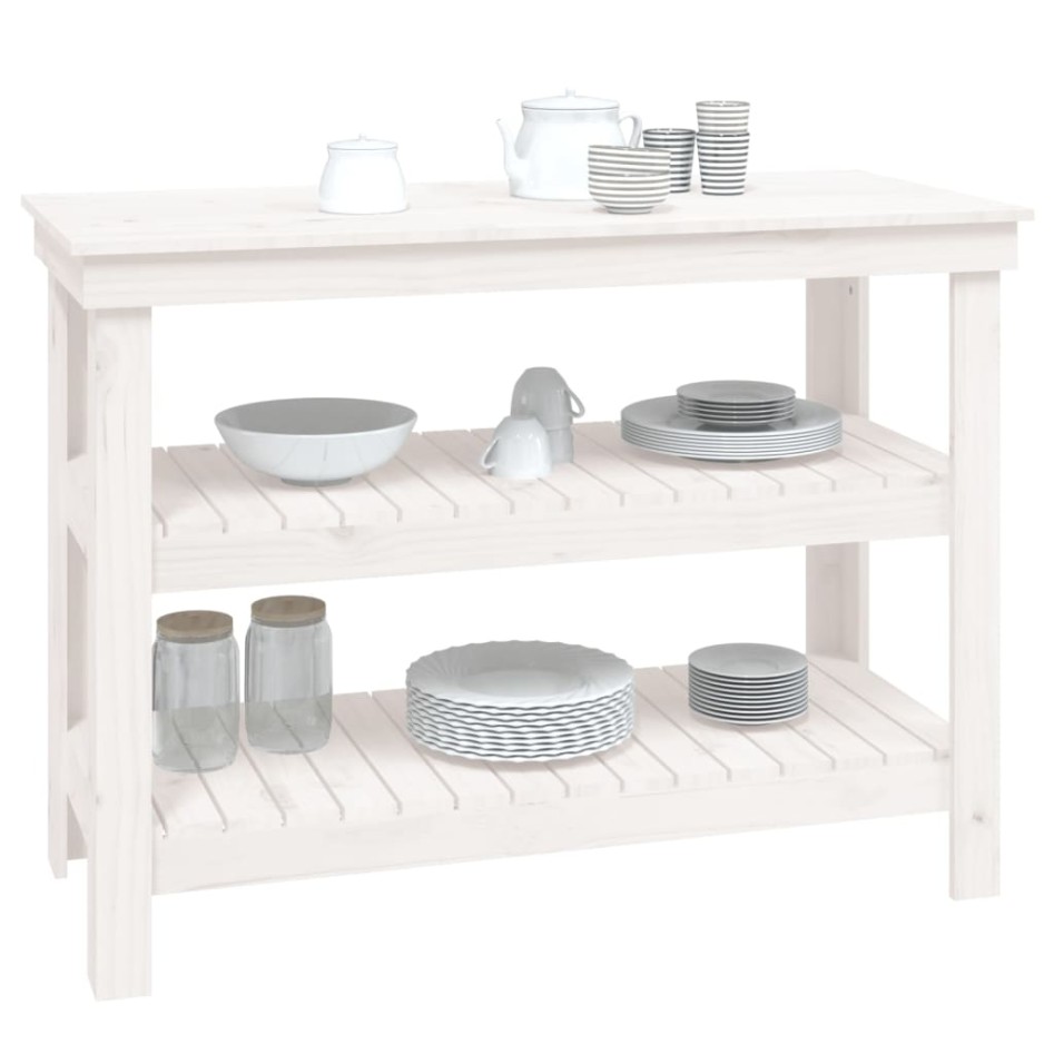 Banco de trabajo de madera maciza de pino blanco 110,5x50x80