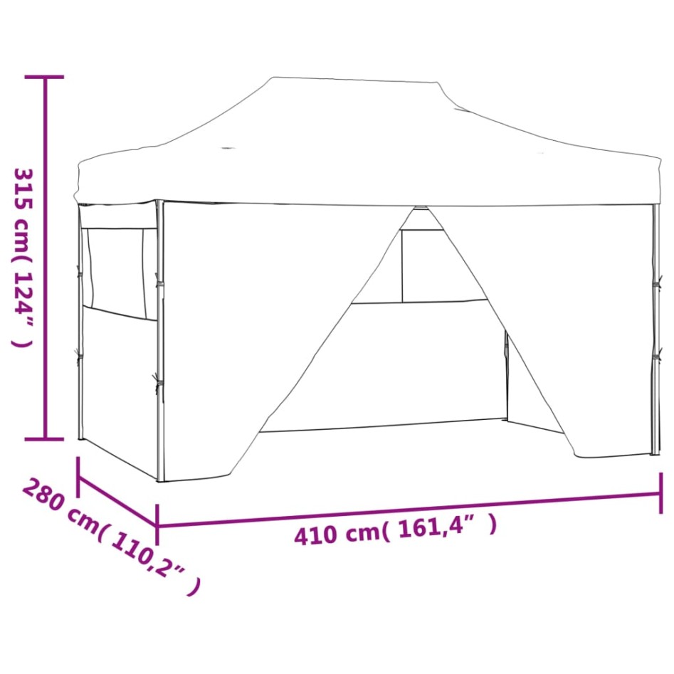 Carpa plegable profesional 4 paredes acero gris antracita 3x4