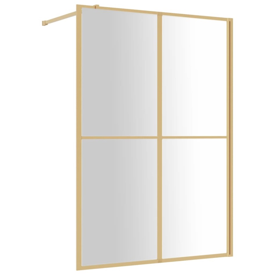 Mampara puerta ducha vidrio transparente ESG dorado 140x195