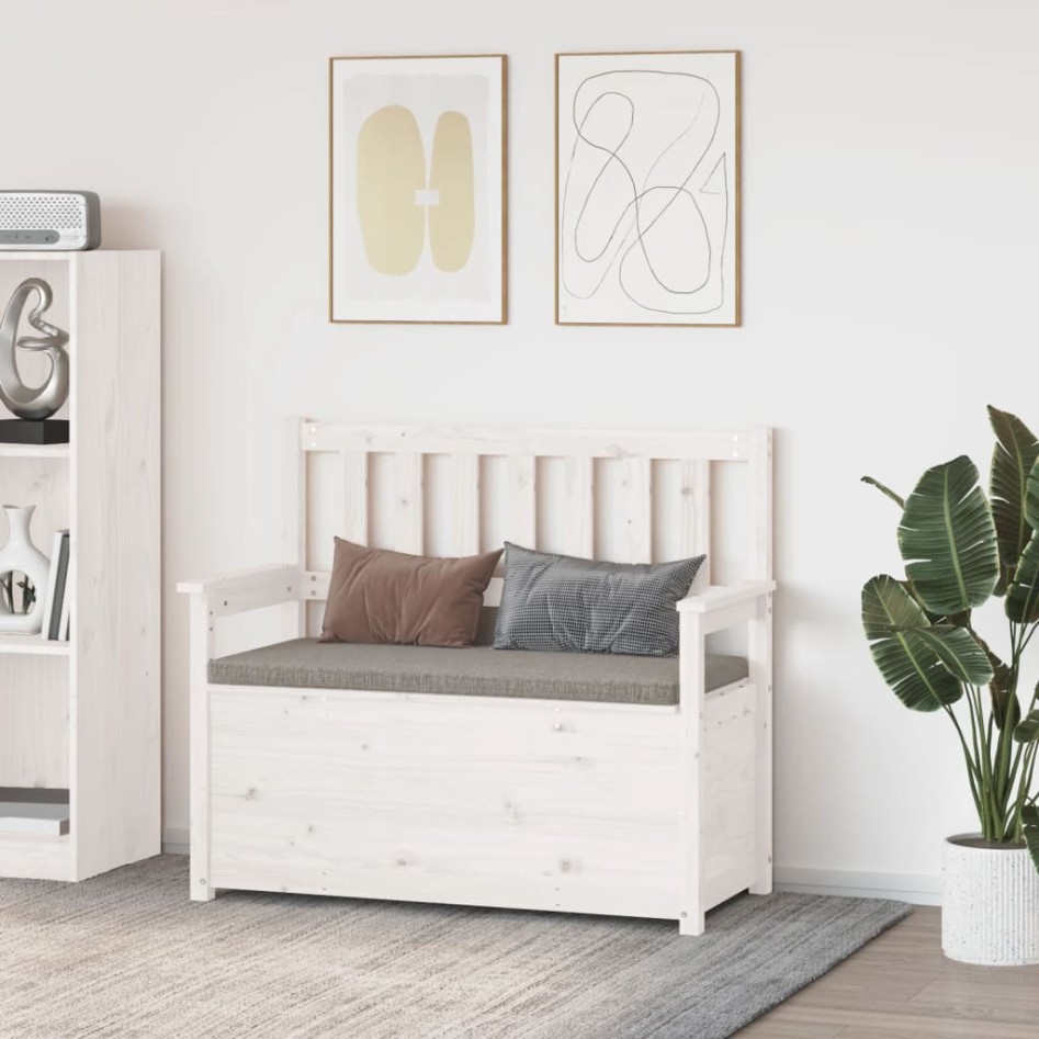 Banco de madera maciza de pino blanco 112,5x51,5x96,5