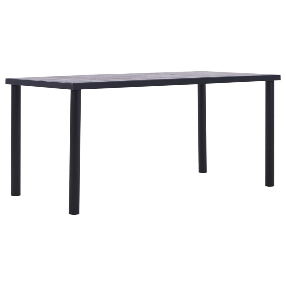 Mesa de comedor de MDF negro y gris hormigón 160x80x75