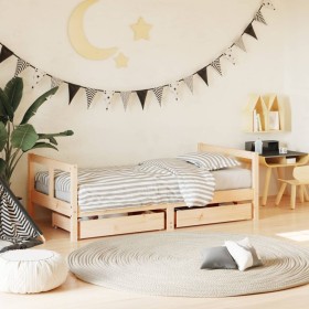 Estructura de cama infantil con cajones madera de pino