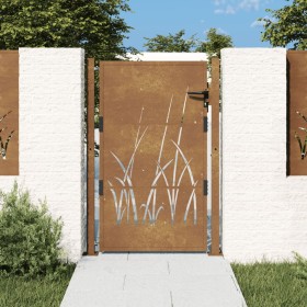 Puerta de jardín acero corten diseño hierba 105x130