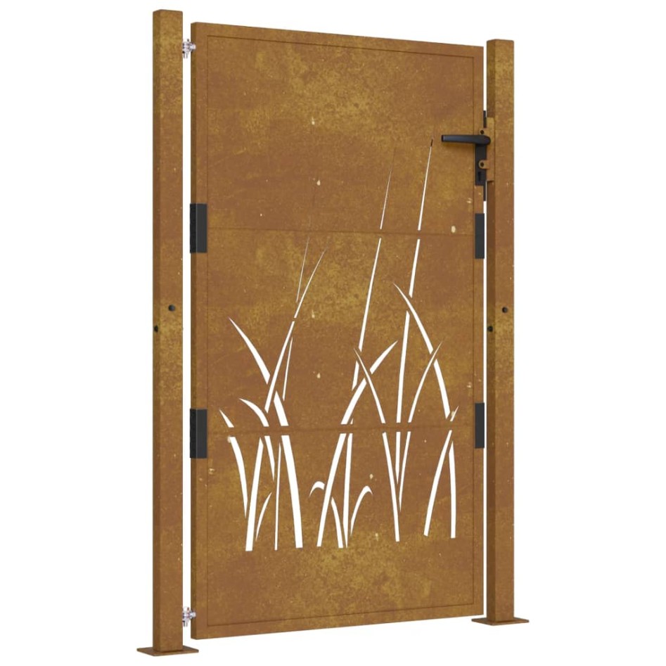 Puerta de jardín acero corten diseño hierba 105x130