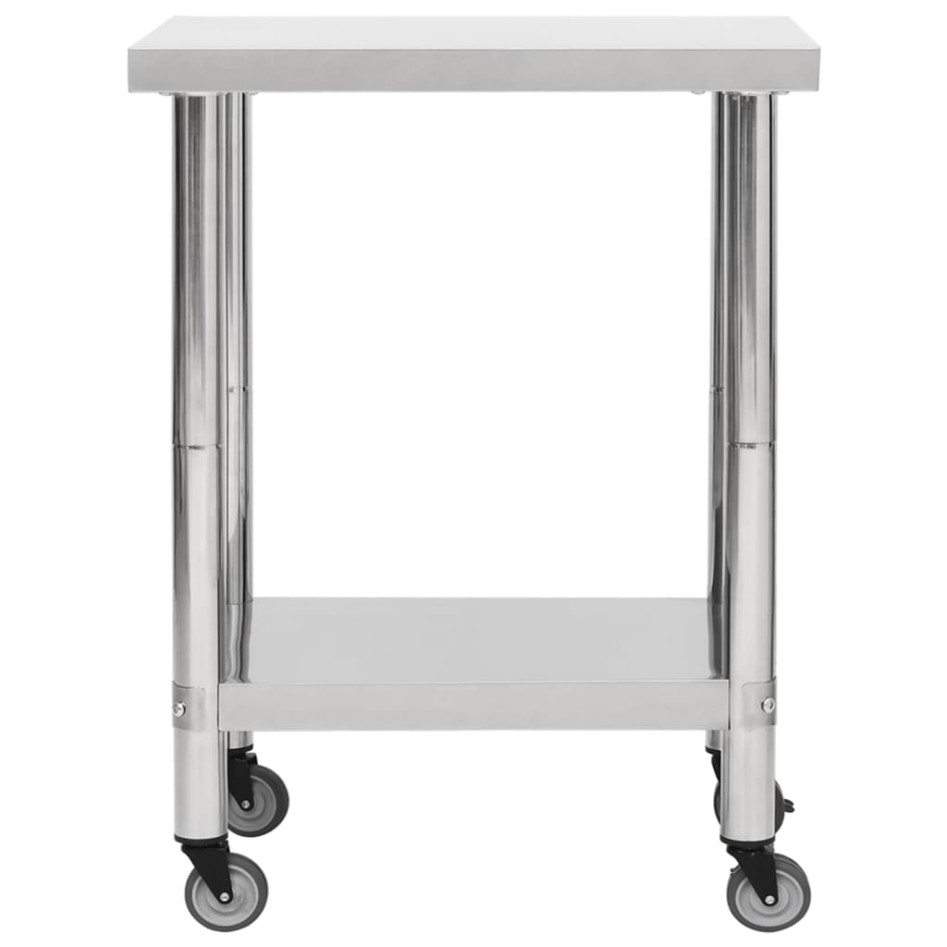 Mesa de trabajo para cocina con ruedas acero inox 80x30x85