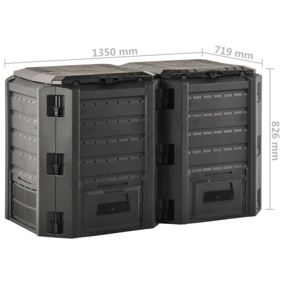 Compostador de jardín negro 800