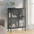 Aparador alto vidrio y acero negro 75x35x105