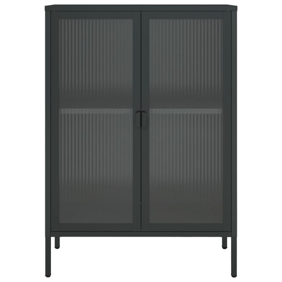 Aparador alto vidrio y acero negro 75x35x105