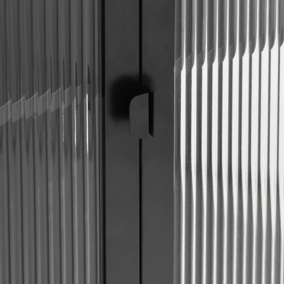 Aparador alto vidrio y acero negro 75x35x105