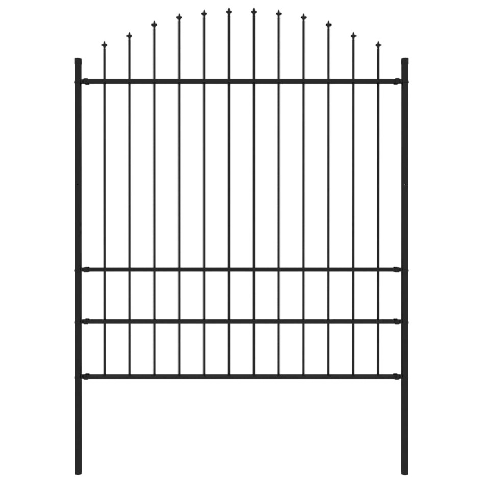 Valla de jardín con puntas acero negro (1,75-2)x1,7